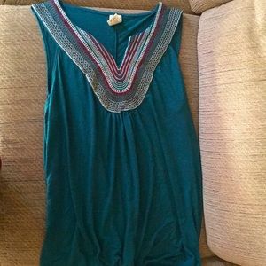 Fade Glory Teal Tunic Embroidered Size 16W (1X)